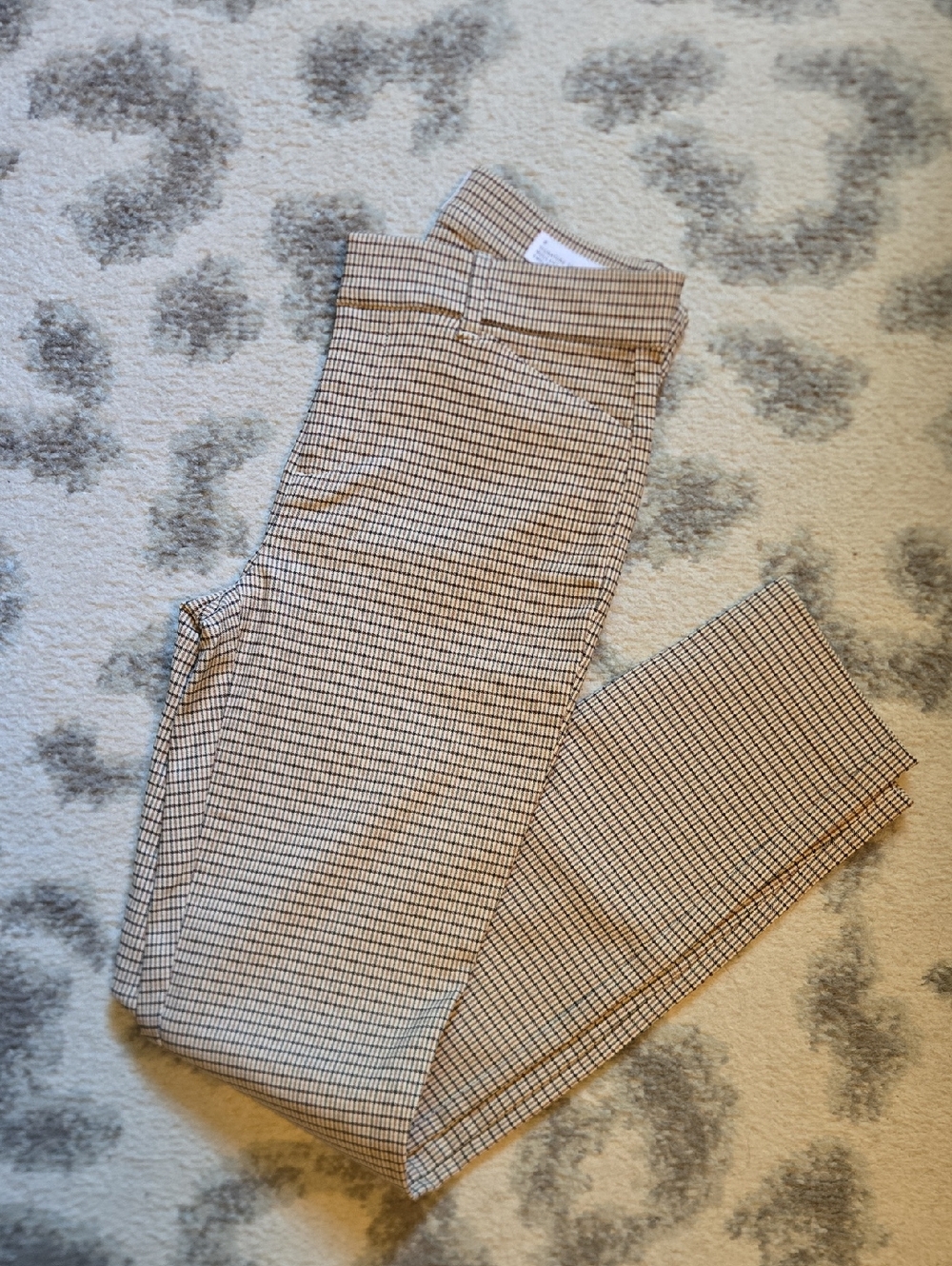 GAP Checked Skinny Ankle Pants in Beige and Black Sz O NWOT
